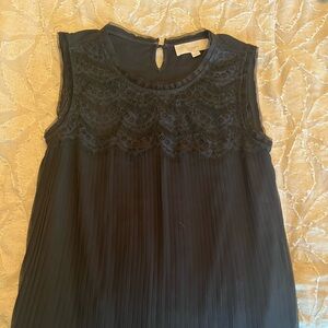 LOFT Black Sleeveless Mandarin Collar Blouse